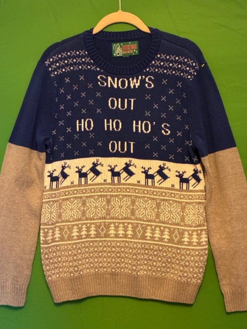 Ugly *NAUGHTY* Christmas Sweater Mens S/P Graphic Pullover Holiday Party Funny